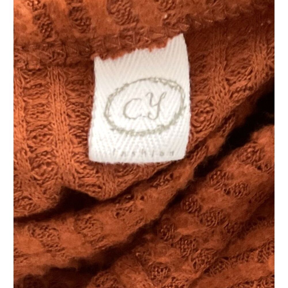 CY Fashion Colorblock Ruffle Sleeve Top Rust Large - Picture 8 of 9